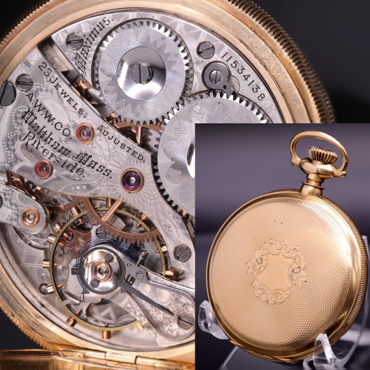 Waltham Riverside Maximus Pocket Watch 23 Jewel 16 Size 14K Gold Case ashlandwatches